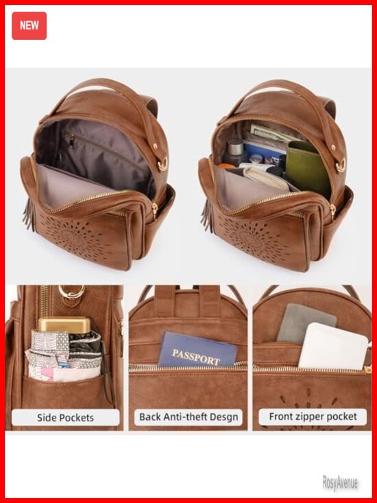 Small Backpack Purse for Women Mini PU Leather Travel Daypack Convertible main image 4